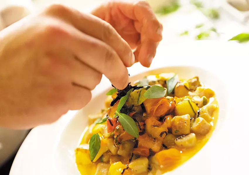 A plate of chickpea gnocchi at Mizuna. - YOUNG KWAK