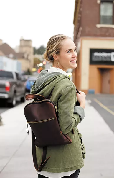 Hustle & Hide's Terri Cripps models the Hustler Zipper Pack. - YOUNG KWAK