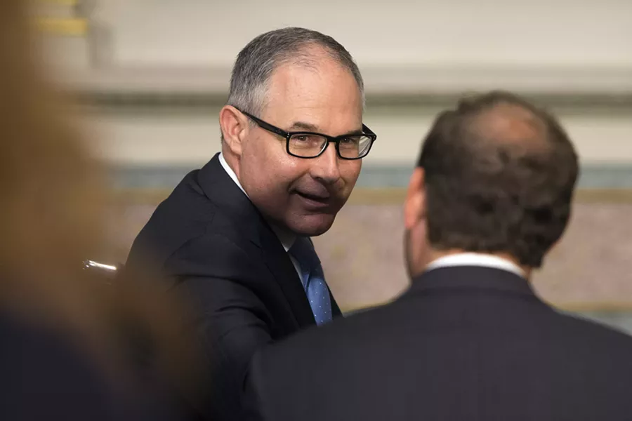 Scott Pruitt, the Trump administration’s head of the Environmental Protection Agency, in Washington, Sept. 26, 2017. Under Pruitt, the EPA may cut off a major funding source for the Justice Department lawyers who handle litigation seeking to force polluters to pay for cleaning up sites they left contaminated with hazardous waste. - TOM BRENNER/THE NEW YORK TIMES