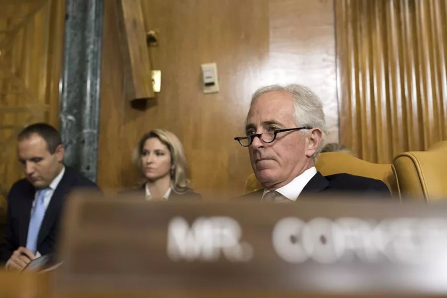 Sen. Bob Corker (R-Tenn.) during a Senate Budget Committee meeting in Washington, Oct. 4, 2017. President Donald Trump laced into Corker, whose support he will need on tax reform and the future of the Iran nuclear deal, saying on Twitter that the senator had decided not to run for re-election because he “didn’t have the guts.” - TOM BRENNER/THE NEW YORK TIMES