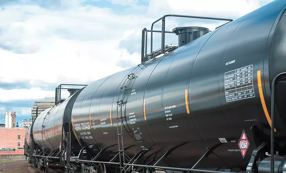 Oil trains roll through Spokane multiple times every day. - DANIEL WALTERS