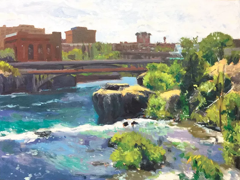 Above the Falls by William Elston can be seen at Dodson's Jewelers.