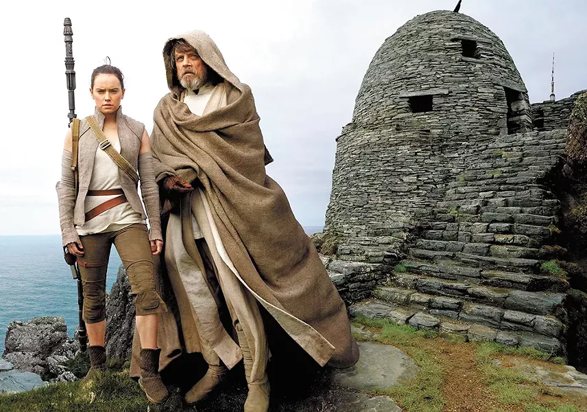 Luke Skywalker is led into the new Star Wars franchise by Rey.
