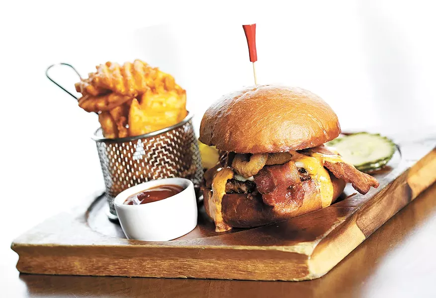 1898 Public House's Southwestern Bison Burger packs a punch. - YOUNG KWAK
