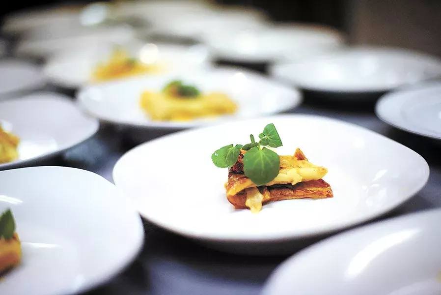 This acorn squash ravioli was on the first One Dinner menu in November. - BRADLEY MARKS