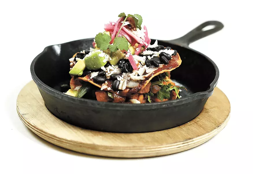 Clover's mushroom and winter squash chilaquiles