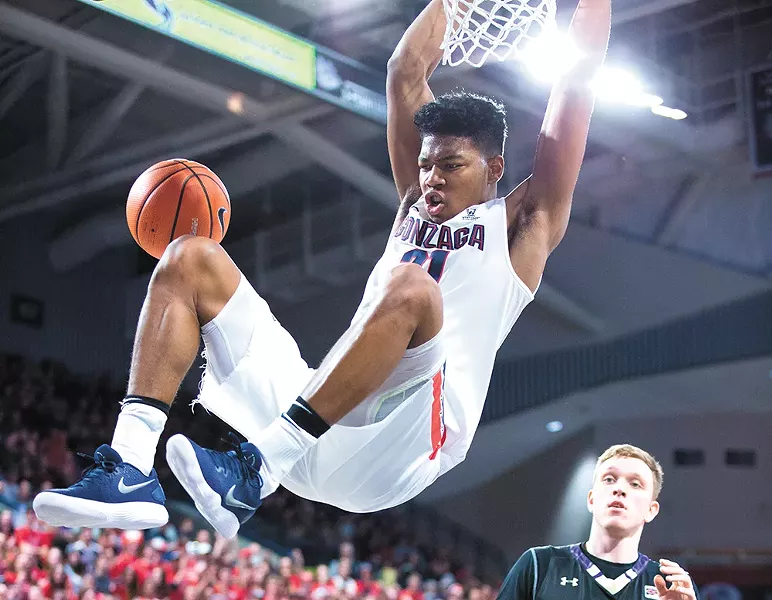 Japan-born Rui Hachimura will need to be a force for the Zags in this year's NCAA tournament. - LIBBY KAMROWSKI PHOTO