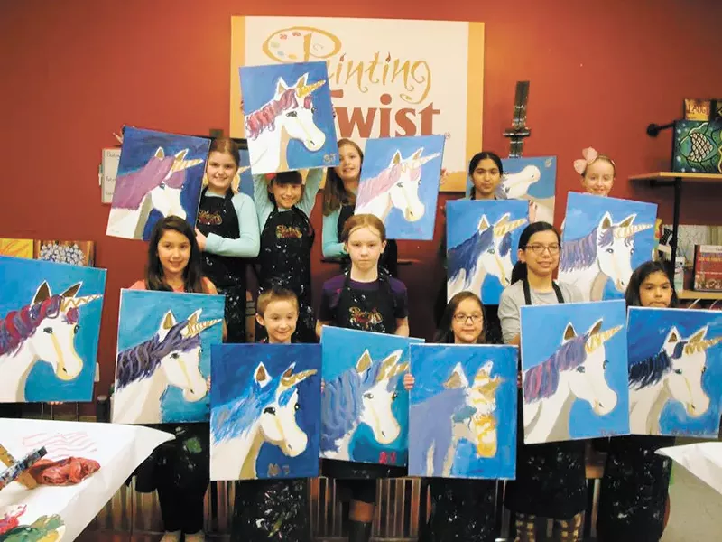 During Painting with a Twist’s summer arts camps, kids create a new masterpiece each day.
