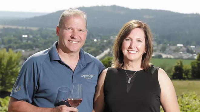 Jim and Kristina van Loben Sels team up to run Arbor Crest winery; she specializes in wine making while he works on concert and event planning.