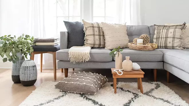 Hand-painted striated vases are some of the finds at Pacific Design Company's online shop.