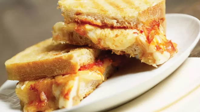Gourmet grilled cheese sandwich with tomato jam