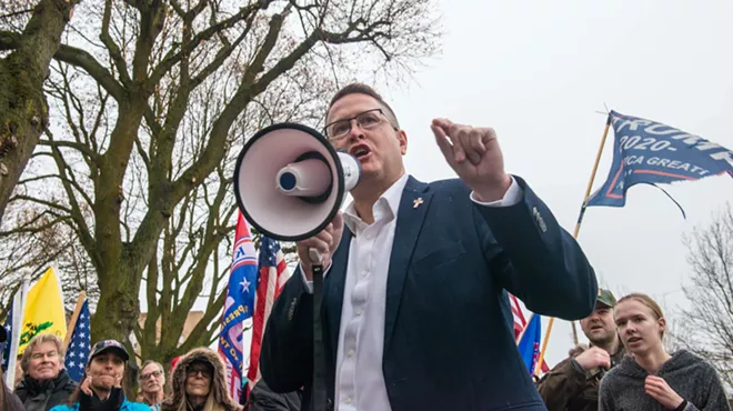 Former state Rep. Matt Shea at Wednesday's "Stop the Steal" rally.