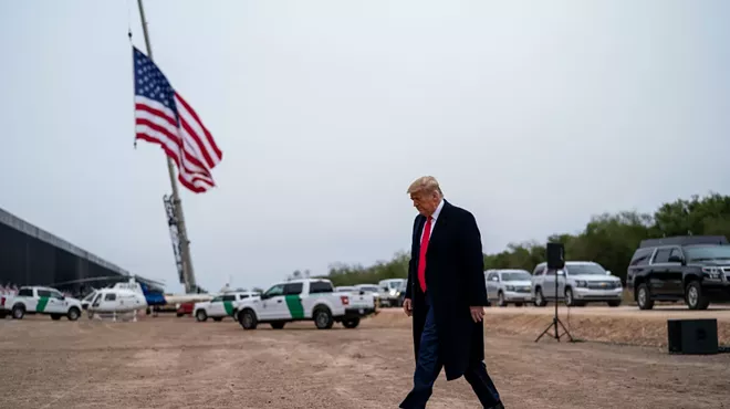 President Donald Trump tours a border wall construction site near Alamo, Texas, Tuesday, Jan. 12, 2021. Senate Majority Leader Mitch McConnell, the majority leader, has told associates he is pleased that Democrats are moving to impeach Trump, and believes that there may be enough Senate Republicans to convict the president.