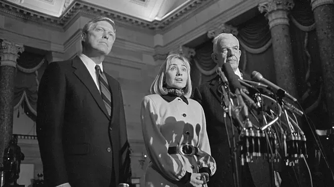 Speaker of the House Tom Foley (right), First Lady Hillary Clinton and 
House Majority Leader Richard Gephardt in 1993.