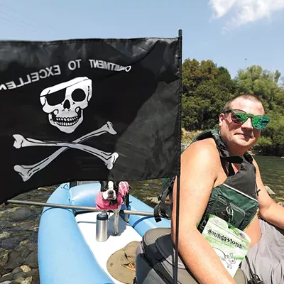 Shain McPherson floats the river nearly everyday to escape his "dry land" problems.