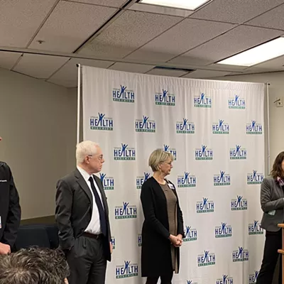 Health care leaders in Spokane discussed efforts to make doctor visits "virtual" during a press conference Monday morning. They also spoke about how they're conserving face masks and other necessary materials. From left to right: Dr. David Ward, acting medical director for Kaiser Permanente Spokane; Dr. David O&rsquo;Brien, senior vice president and chief executive, MultiCare Health System, Inland Northwest Region; Peg Currie, RN, chief operating officer of Providence Health Care, chief executive of Providence Sacred Heart Medical Center and Providence Holy Family Hospital; and Deborah Wiser, MD, chief clinical officer, family physician, CHAS.