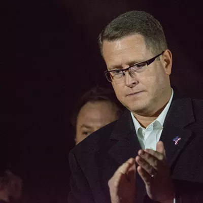 Matt Shea at a "Church at Planned Parenthood" rally in 2019.
