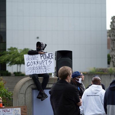 Demonstrators gathered in Riverfront Park.