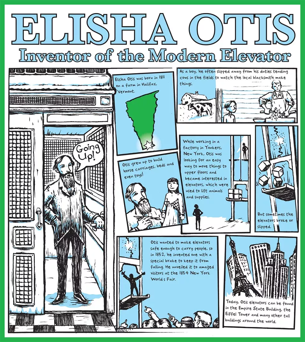 Elisha Otis cartoon