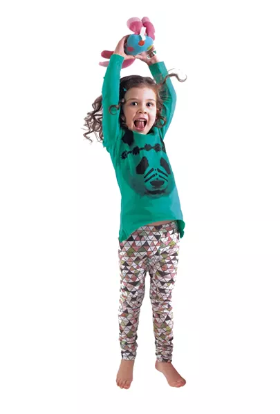 On Lienna: Munster kids Warrior top, $40. Mini & Maximus Mountain leggings, $35 at Minou Kids.