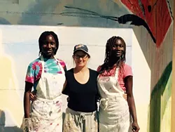 Maggie Standley (center) with teen muralists - COURTESY OF MAGGIE STANDLEY