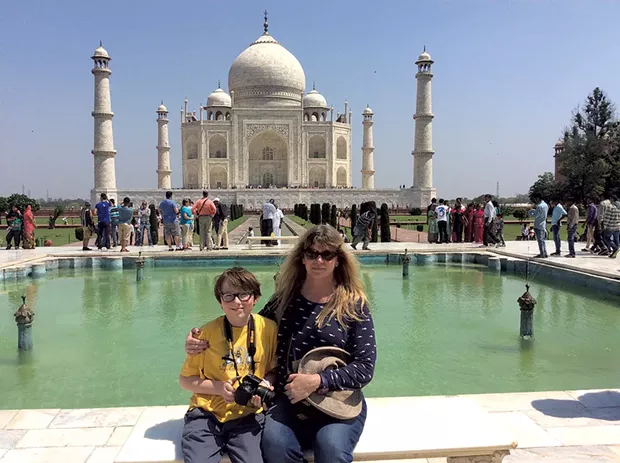 Nancy and David in front of the Taj Mahal