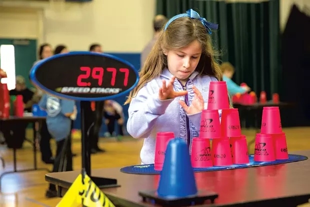 Third grader Juniper Galvani at the Vermont Family StackFest - SHEM ROOSE