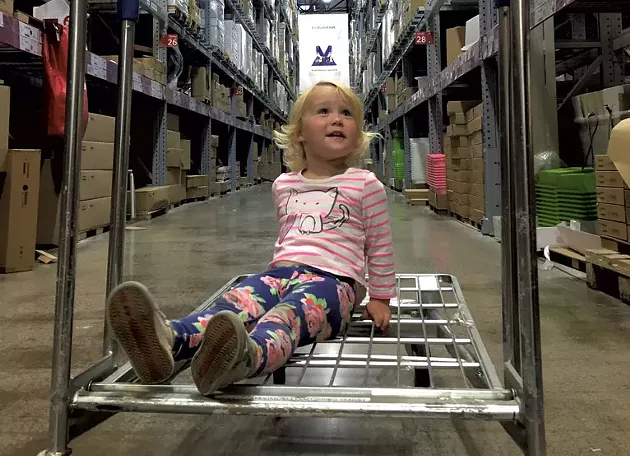 Joni riding through the warehouse - COURTESY OF MEGAN JAMES