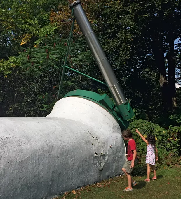 Exploring the telescope next to Hartness House - COURTESY OF SARAH STEWART TAYLOR