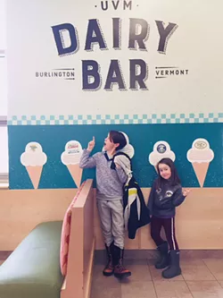 Henry and Ruby checking out UVM's in-house ice cream shop - HEATHER POLIFKA-RIVAS