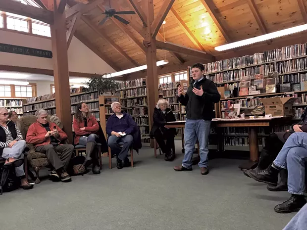 Sonneborn speaking at a Vermont library - COURTESY OF ETHAN SONNEBORN