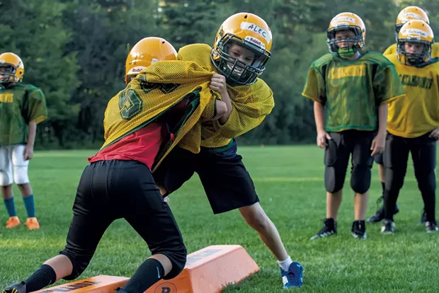 Colchester Catamounts players training for the fall football season - JAMES BUCK