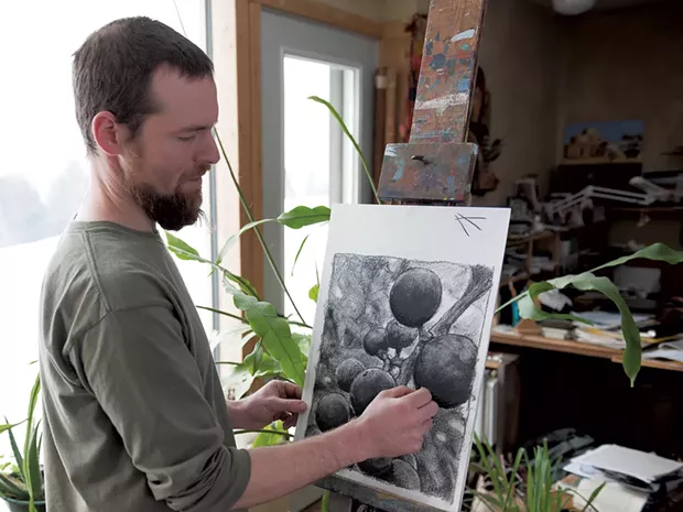 Neddo draws with charcoal he made from wild grapevine - COURTESY OF SUSAN TEARE