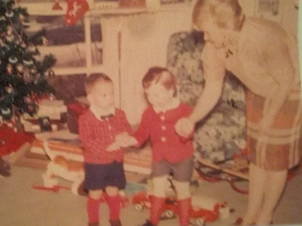 Chris Bohjalian with - Peter Playpal on - Christmas morning - COURTESY OF CHRIS BOHJALIAN