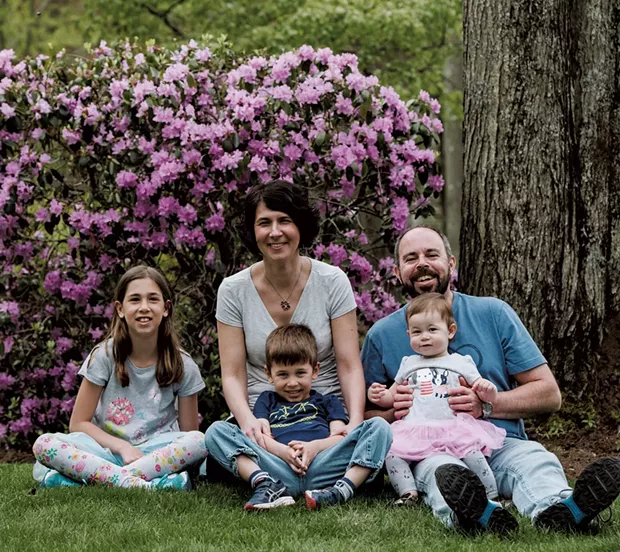 The Amato family: Jeffrey, 44, Donata, 41, Aniela, 9, Edgar, 4, and Mira, 1, at their Essex home - SAM SIMON