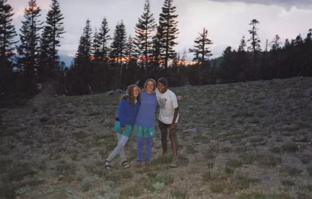 Alison (center) in her long underwear, Umbros and Tevas, with best friend, Lexy (left), and new friend, Carla, on the California Adventure, July 1991 - ALISON NOVAK