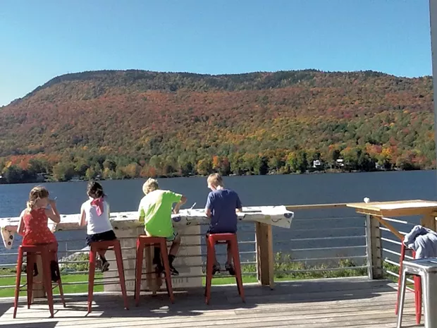 Students paint Elmore Mountain - COURTESY OF THE ELMORE SCHOOL
