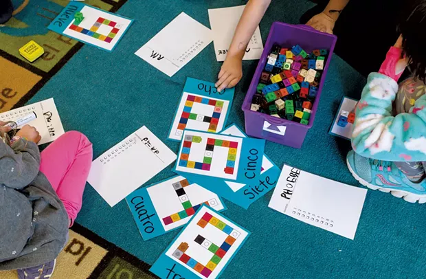 Ross' kindergartners take part in a math lesson - GLENN RUSSELL