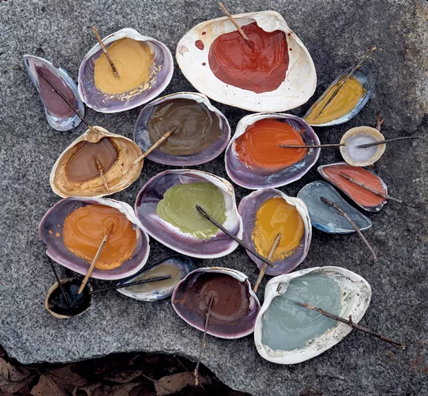 Paints made from natural ingredients with stick brushes - SUSAN TEARE, COURTESY OF QUARTO
