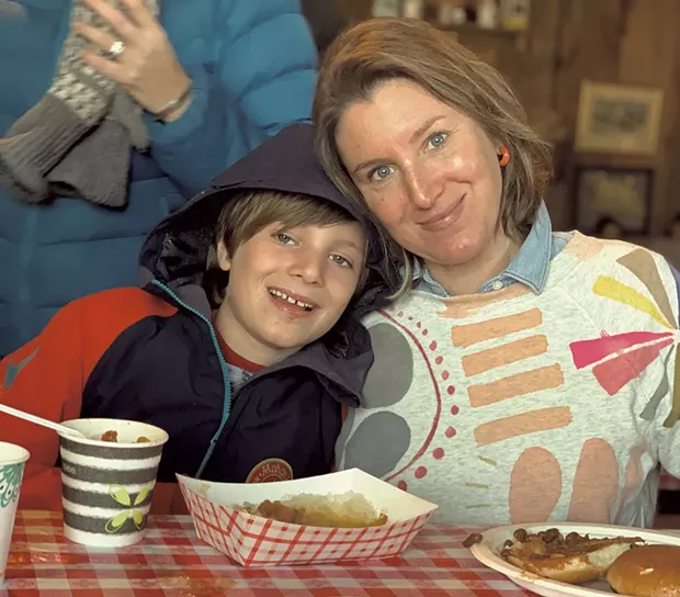 Alison and son Theo at Palmer's Sugarhouse last maple season