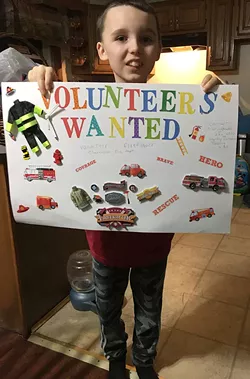 Ethan Bishop recruiting volunteers for the town of Clarendon
