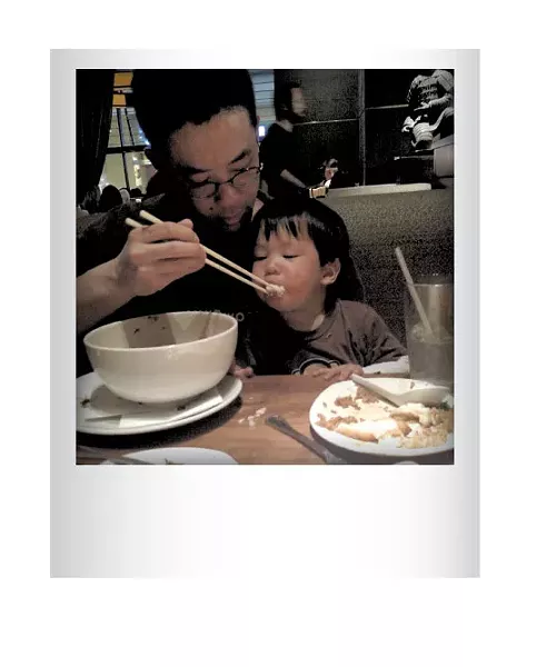 Mitchell and Parker Tsai eating Chinese food in Providence, R.I. in April. Submitted by Sheramy Tsai, South Burlington