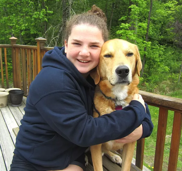 Sonia with her dog, Linus