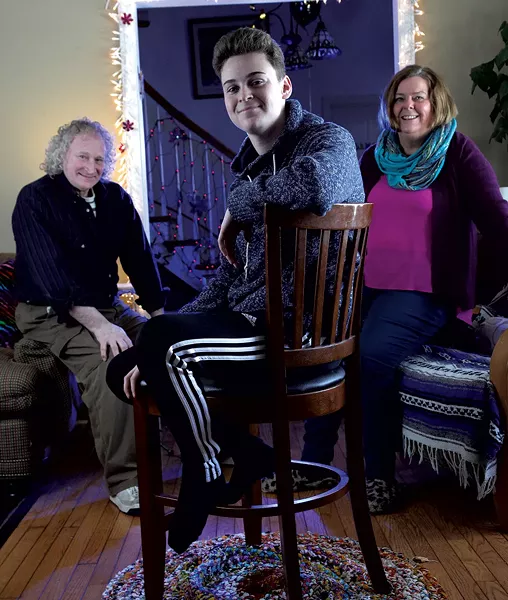 Marcus at home with his parents, Chuck and Penny - MATTHEW THORSEN