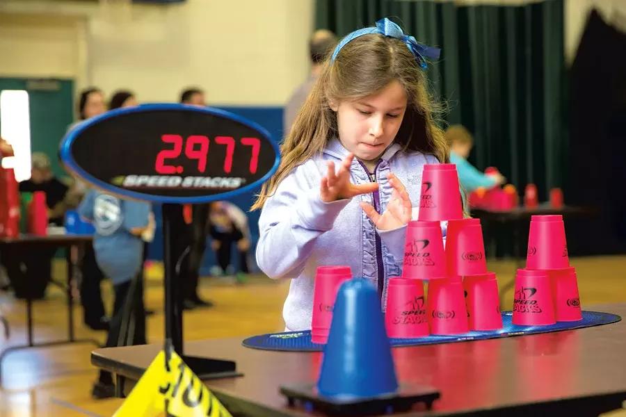 Third grader Juniper Galvani at the Vermont Family StackFest - SHEM ROOSE