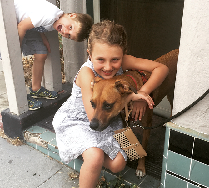 The Novak kids with their doggie cousin, Beeker