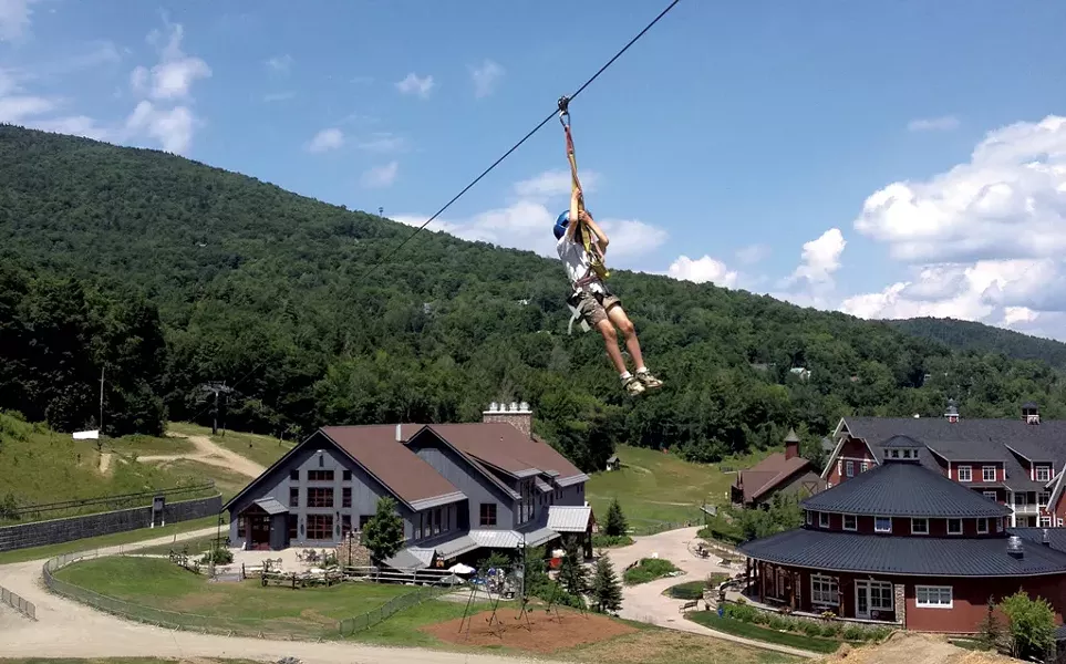 Zac riding the zip line at Sugarbush - JANET ESSMAN FRANZ