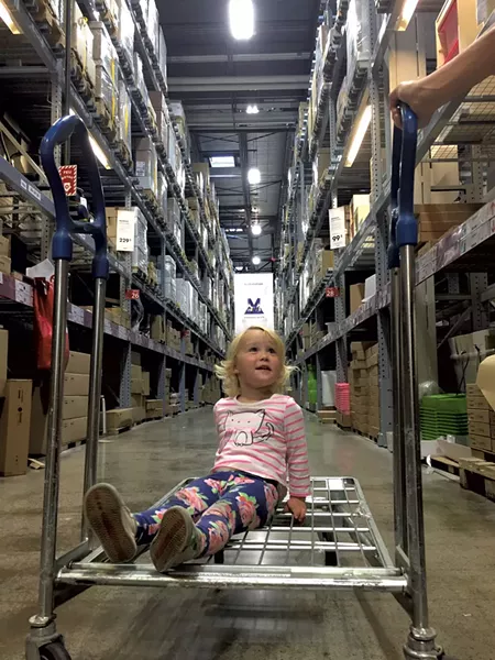 Joni riding through the warehouse - COURTESY OF MEGAN JAMES