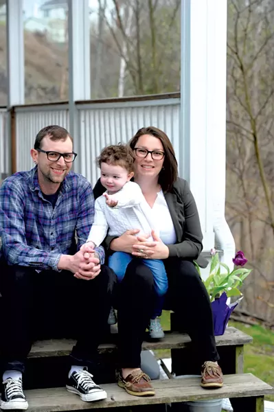 Dad: Chris Gibbo, 34, electrician and musician - Mom: Marisa Riggi, 30, conservation director, Northeast Wilderness Trust - Daughter: Maia, 2 - JEB WALLACE BRODEUR