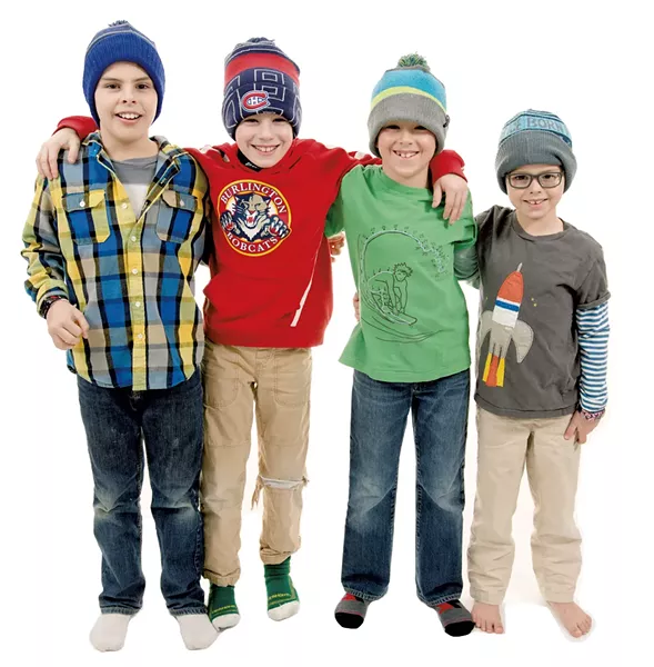 (From left) Desmond, 9, Colchester; Anderson, 9, Maxwell, 7, and Reeves, 5, Hinesburg - SAM SIMON